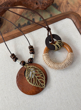 新中式禅意圆环麻绳项链