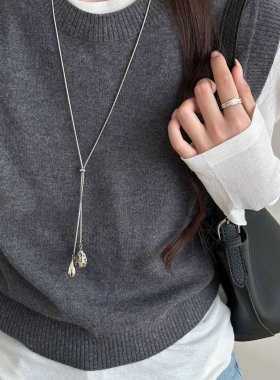 虎眼石水滴抽拉项链女2025新款