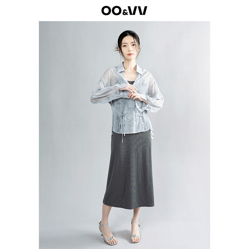 oo&vv商场同款简约性感吊带黑灰色长裙女防晒衫两件套连衣裙夏新,淘宝优惠券,粉丝福利购,淘宝优惠卷