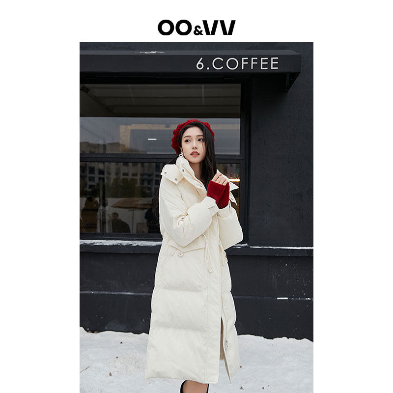 oo&vv【冬季热销】2025新款羽绒服可拆连帽保暖休闲长款上衣女冬