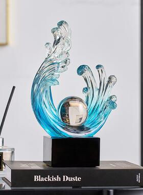 创意风生水起摆件办公室客厅轻奢高档装饰酒柜玄关乔迁搬家礼物男