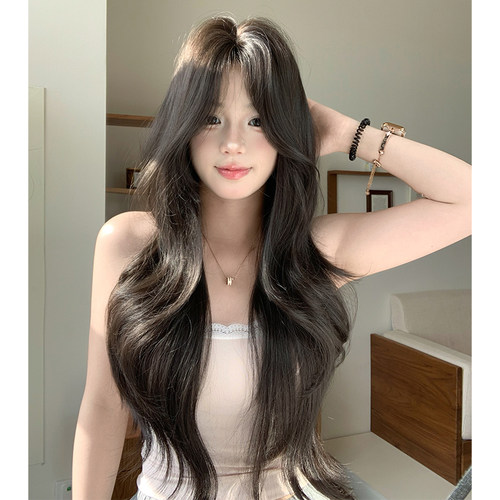 【韩式微卷】束朵假发女高层次黑茶色长发Lolita中分刘海全头套 - 图2