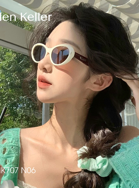 新款猫眼墨镜方圆脸显瘦白色框