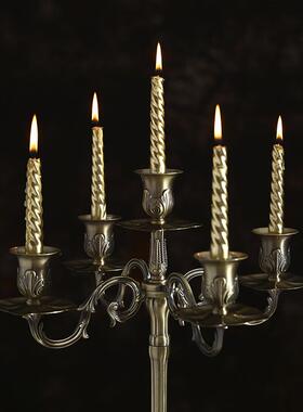 青铜复古烛台金属三头五头烛台酒店婚庆烛台西餐烛光晚餐装饰摆件