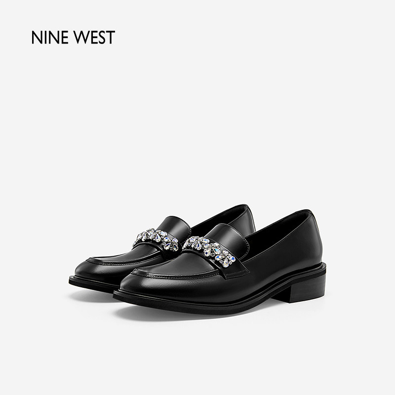 【清仓福利款】Nine West/玖熙乐福鞋圆头璀璨花钻低跟百搭单鞋女,淘宝优惠券,粉丝福利购,淘宝优惠卷