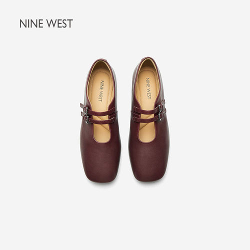 Nine West/玖熙2025双扣玛丽珍鞋女方头低跟单鞋方头女鞋 - 图1
