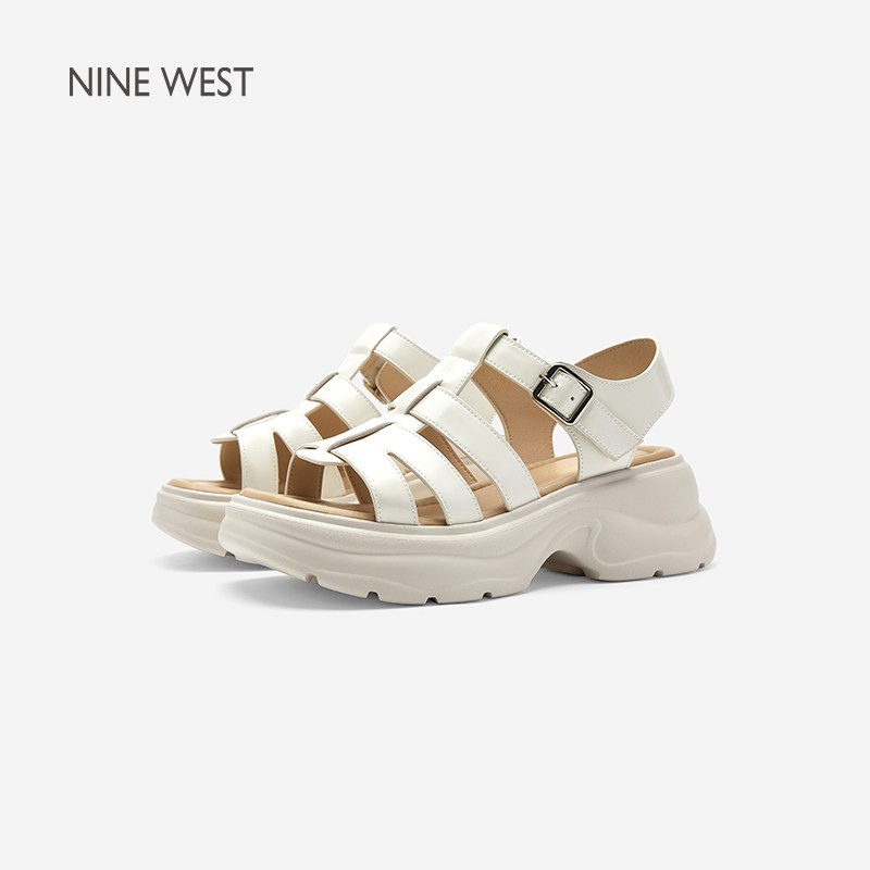 【清仓款】Nine West/玖熙夏厚底增高编织镂空时尚百搭罗马凉鞋女,淘宝优惠券,粉丝福利购,淘宝优惠卷