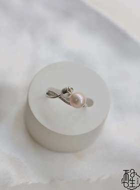 绝美！浪漫 郁金香S925银特技淡水珍珠戒指 活口可调节