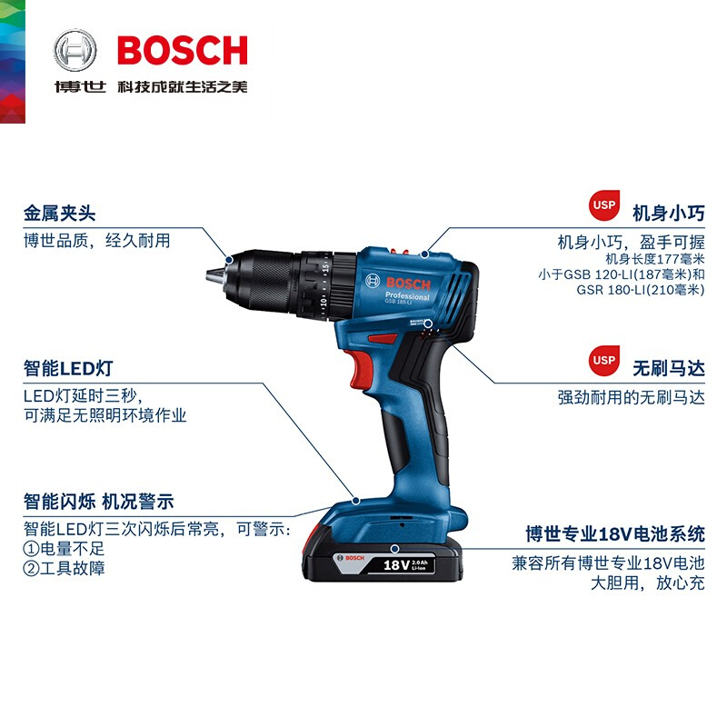 原装锂电电钻GSR185-LI充电式家用螺丝刀冲击钻GSB185/180-LI-图0