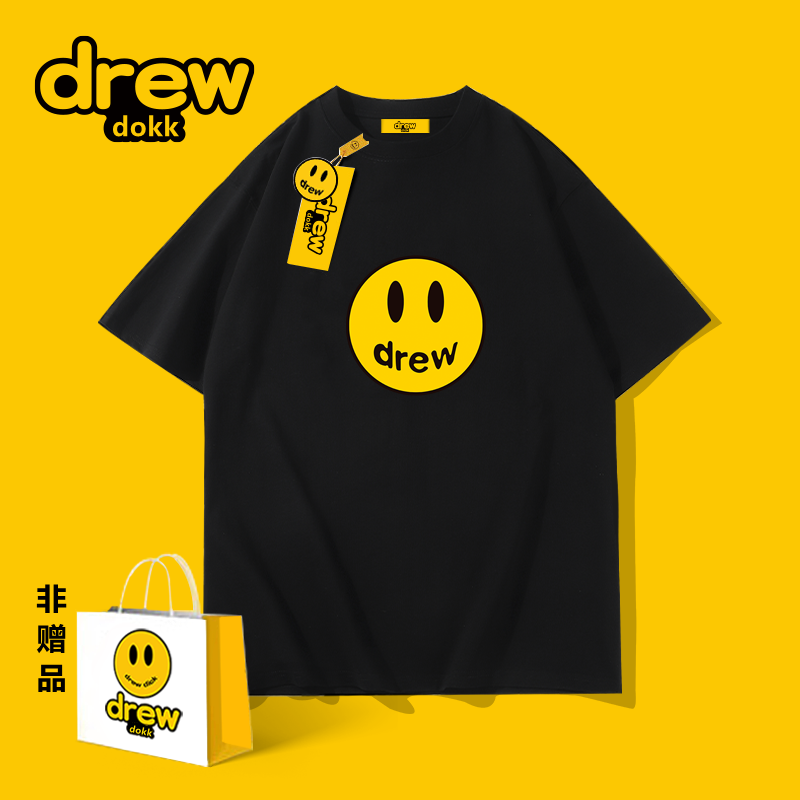 drew男短袖t恤衫纯棉男女修身正肩半袖情侣装-第4张图片-提都小院