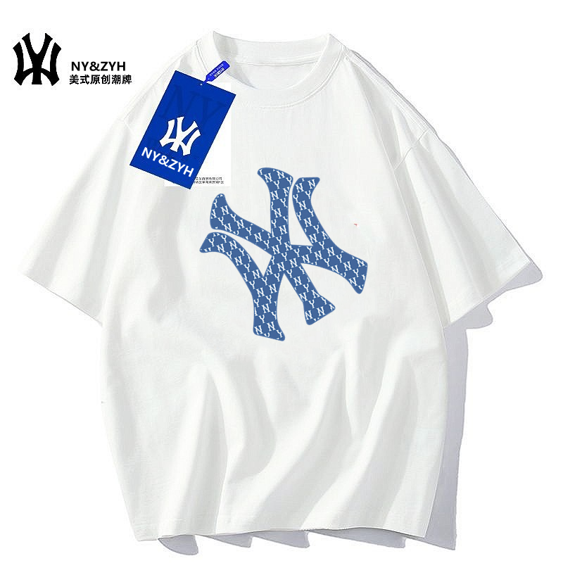MLB NY&ZYH纯棉短袖T恤印花圆领男女同款夏季修身情侣装半袖上衣_Drewdokk潮牌优选折扣店_男装