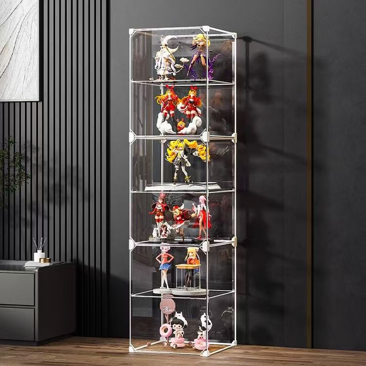 手办展示柜加高大容量透明积木收纳盒加宽家用玩具防尘模型收纳柜 - 图1