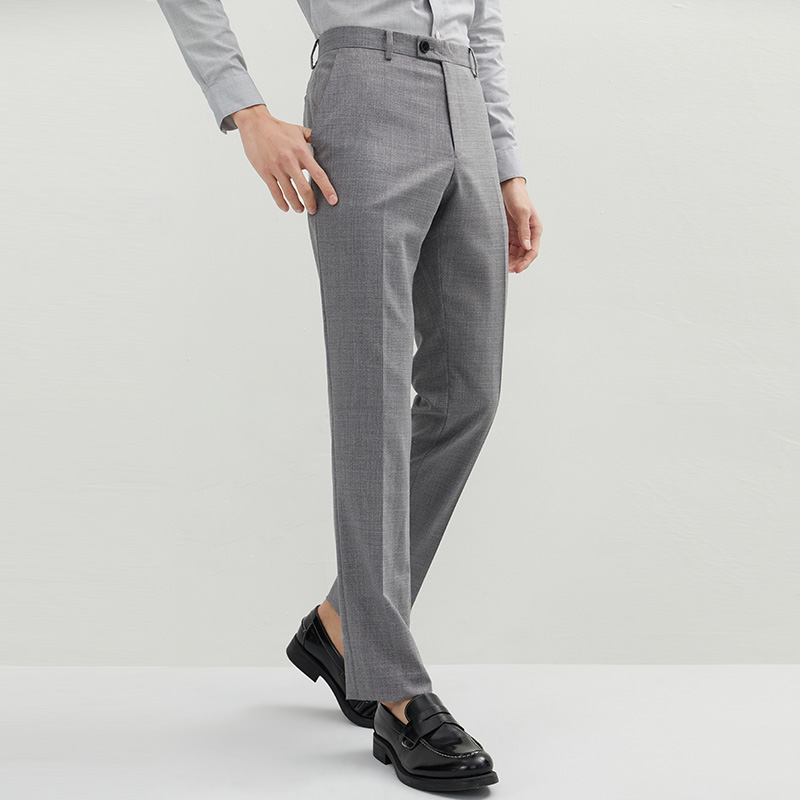 ZIOZIA春季商务纯色直筒微弹编织感正装西裤ZSP11104C - 图1