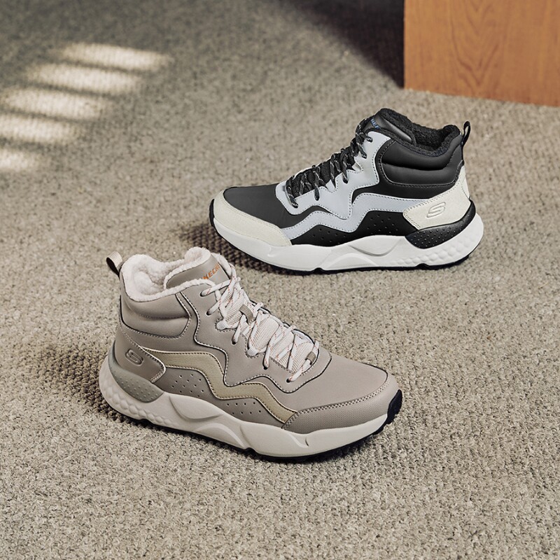 Skechers斯凯奇男鞋秋冬新款加绒高帮鞋轻质回弹运动休闲鞋211030