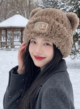 户外针织冷帽子大头围显脸小雪山
