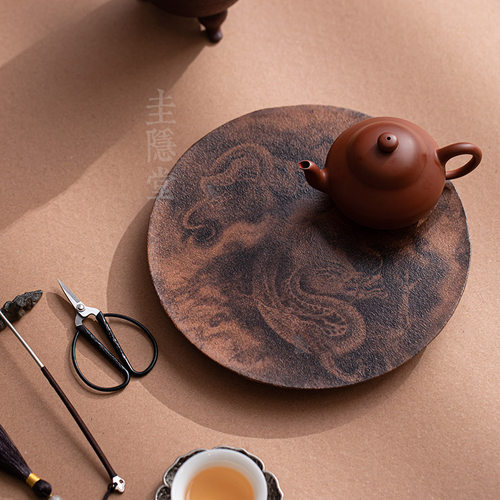 圭隐堂敦煌中式禅意陶瓷壶承茶盘家用复古干泡台茶壶茶托盘小茶台 - 图0