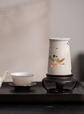 圭隐堂中式飞鹤陶瓷底座蜡烛台茶室氛围灯禅意檀香盘香炉茶道摆件