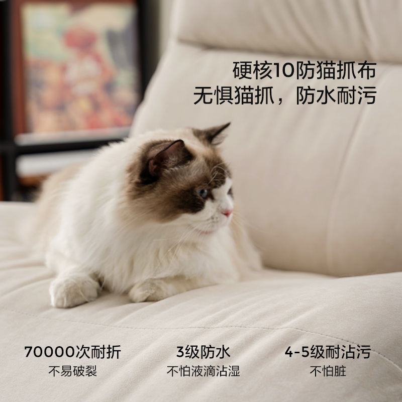 林氏家居猫抓布单人电动沙发多功能小户型客厅云朵休闲懒人沙发椅 - 图1