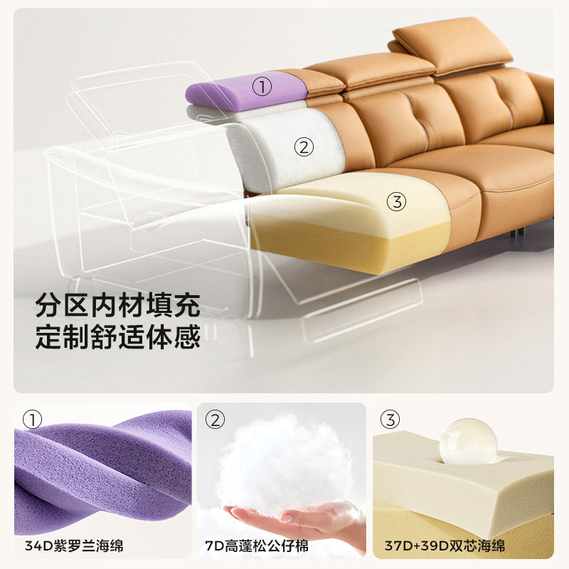 林氏家居头层牛皮真皮沙发客厅电动直排沙发林氏木业政府补贴,淘宝优惠券,粉丝福利购,淘宝优惠卷