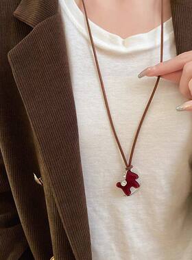 从爱之名植绒小马项链女