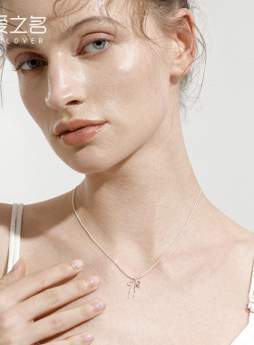 从爱之名爱心蝴蝶结项链女