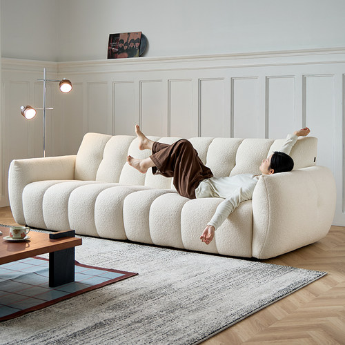 云枕法式奶油风直排沙发现代简约客厅大小户型布艺雪尼尔羊羔绒 - 图3