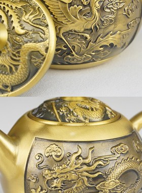 速发纯铜茶壶佛具小供水壶供茶壶铜神茶壶龙凤黄拜供水杯子拜天公