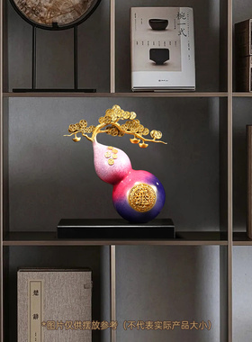 速发紫气招来铜葫芦摆件东财高居客厅玄关电视柜家档轻奢装饰乔迁