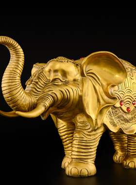 速发铜象艺件纯铜一对大象装厅酒柜家居客饰工摆品特大号
