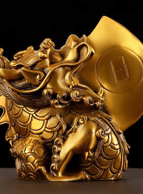 速发日月神兽睚眦摆件纯铜龙斧对家居桌面装饰一铜黄子大小号睚眦