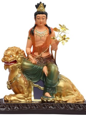 速发树脂文殊普贤菩萨佛像摆件华严三圣居家供奉文殊佛像普贤神像