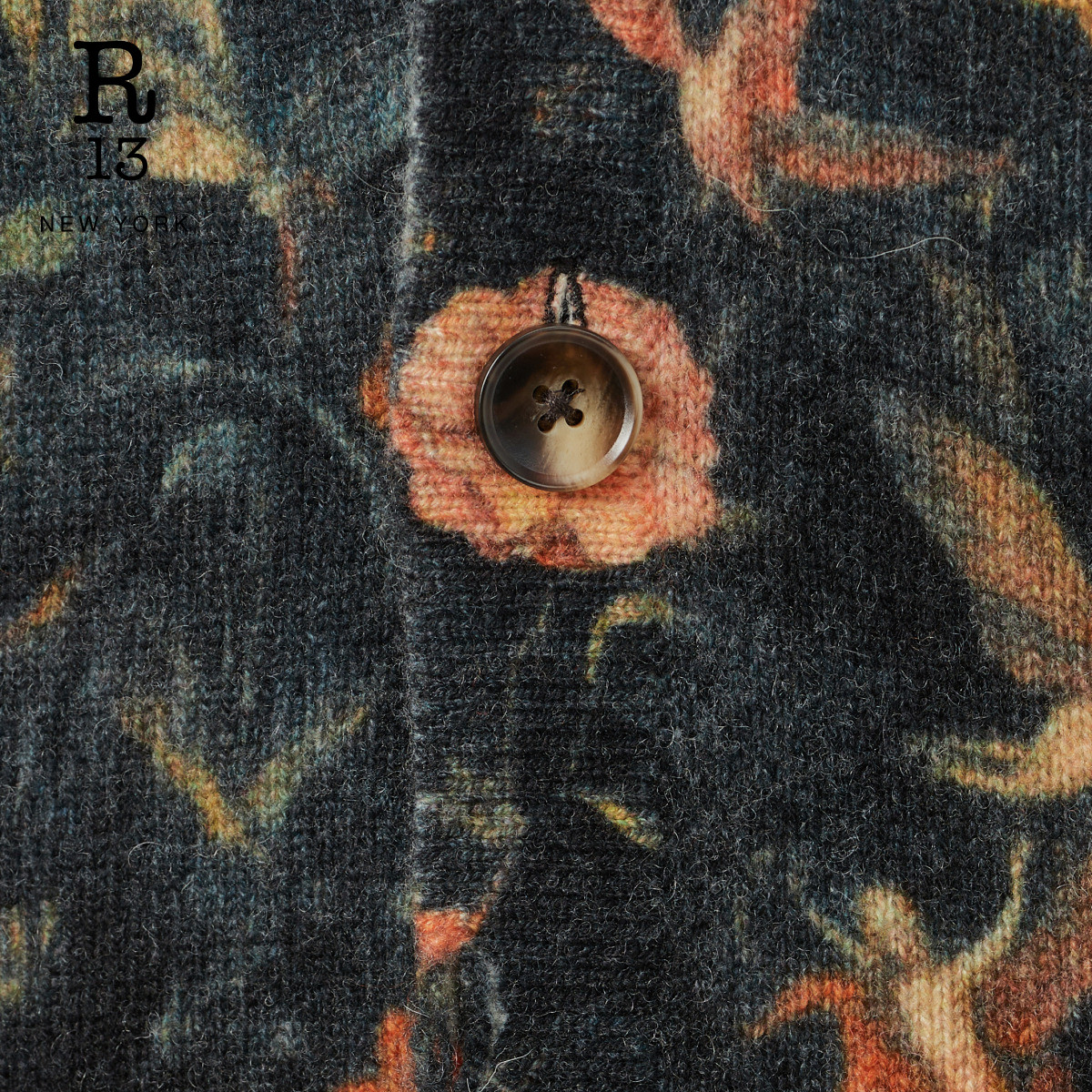 R13 2025秋冬新品 宽松做旧解构风复古花卉印花针织开衫毛衣,淘宝优惠券,粉丝福利购,淘宝优惠卷