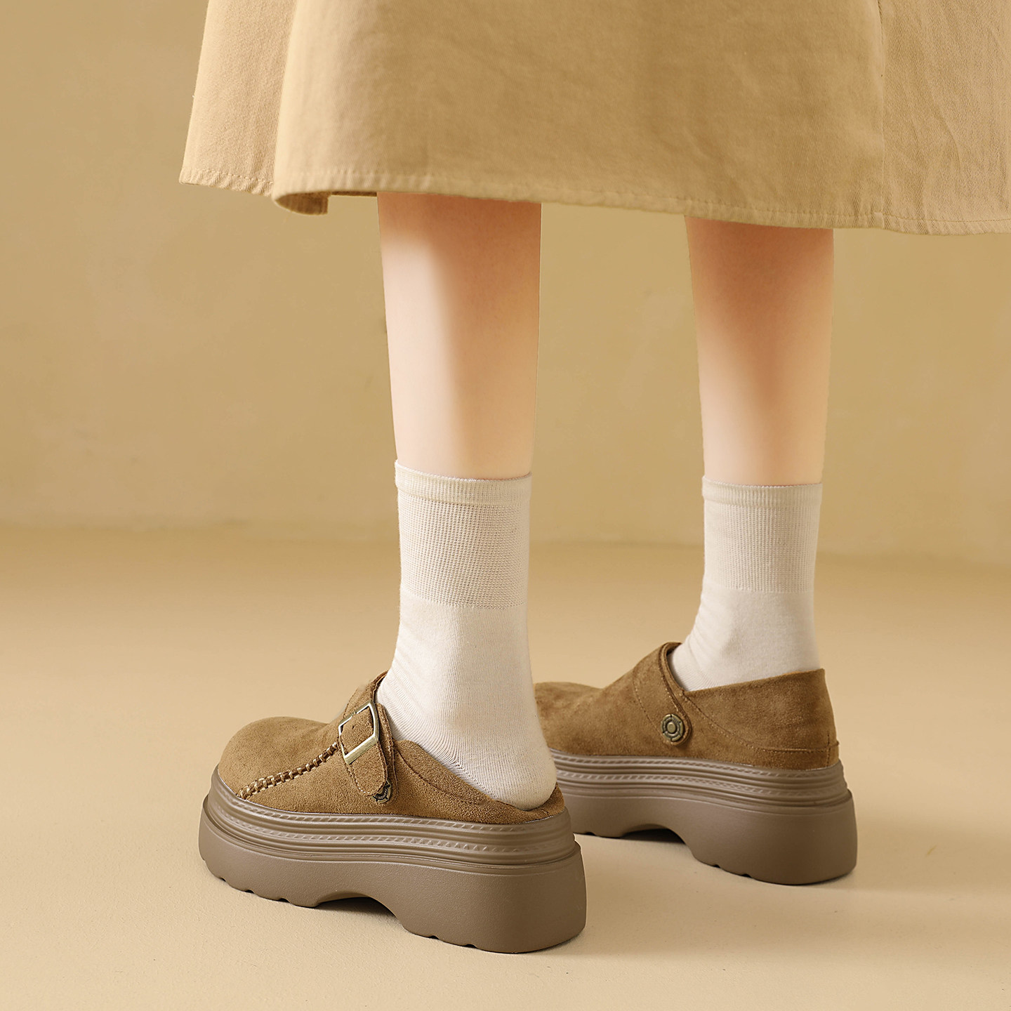 厚底增高全包两穿勃肯鞋女2026新款春季百搭一脚蹬懒人乐福鞋单鞋,淘宝优惠券,粉丝福利购,淘宝优惠卷