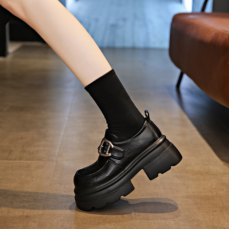 高跟小皮鞋女春季2025新款复古厚底增高学院英伦风配裙子乐福单鞋,淘宝优惠券,粉丝福利购,淘宝优惠卷