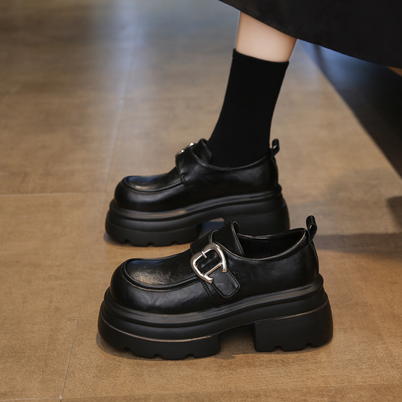高跟小皮鞋女春季2025新款复古厚底增高学院英伦风配裙子乐福单鞋,淘宝优惠券,粉丝福利购,淘宝优惠卷