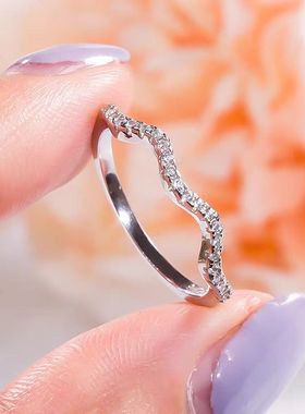 进口D色莫桑石半圈钻波浪排戒