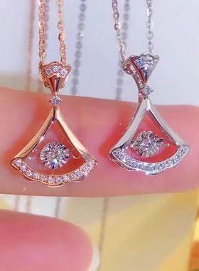 D色莫桑石灵动小裙子锁骨项链