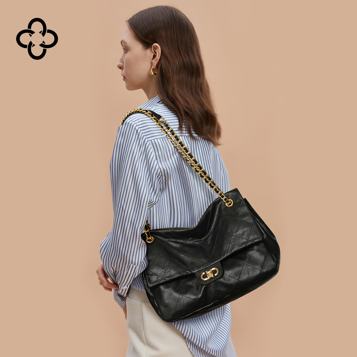 CASSILE卡思乐托特包女2025新款通勤大容量菱格链条包单肩流浪包 - 图0