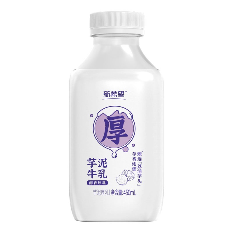 新希望芋泥厚牛乳今日鲜奶铺低温乳制品生牛乳牛奶450ml*4瓶装 - 图1