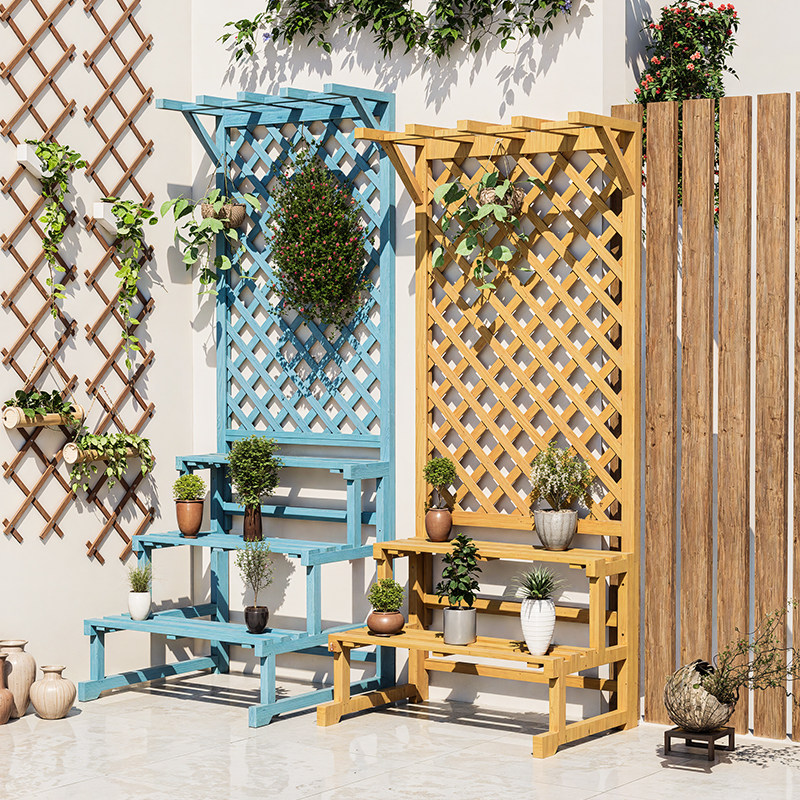 防腐木花架置物架阳台户外围栏庭院落地式层架隔断花箱爬藤支架子,淘宝优惠券,粉丝福利购,淘宝优惠卷