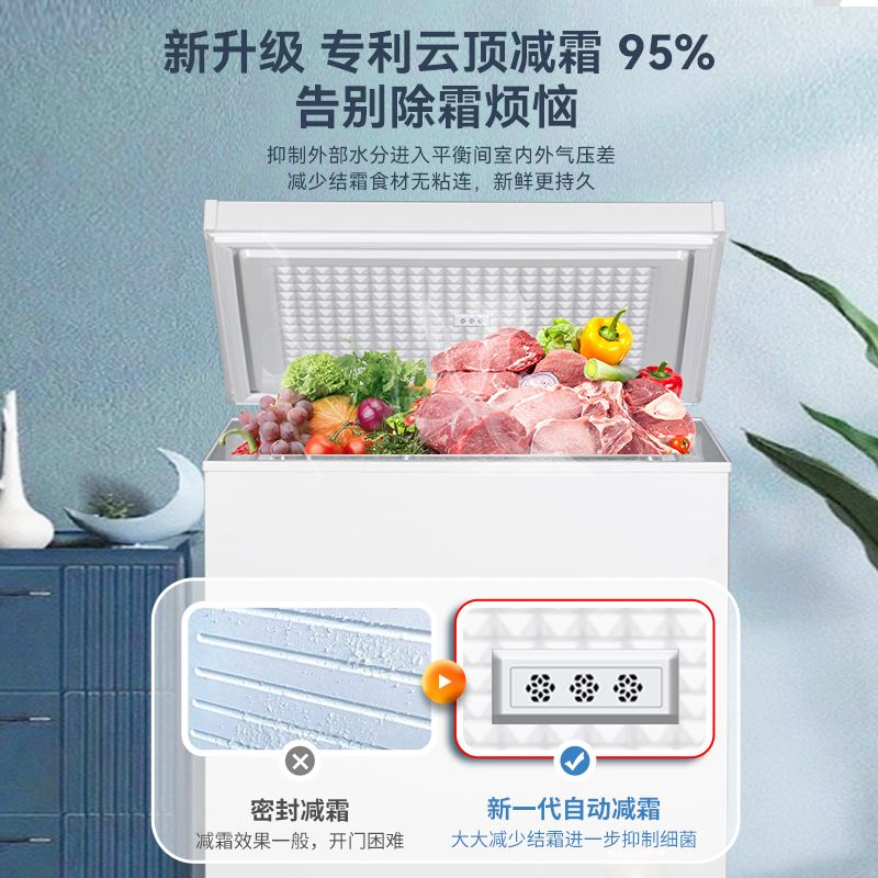 华宝200/338/568升家用小型冰柜商用大容量囤货大型冷柜节能减霜,淘宝优惠券,粉丝福利购,淘宝优惠卷