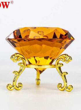 金属水晶玩具大号透明水晶玻璃钻石配金属支架底座宝石玩具小孩子
