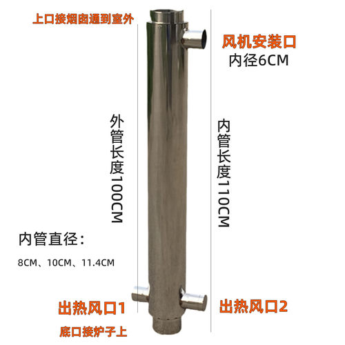 不锈钢热风烟囱管散热器热量二次回收加热取暖炉火炉筒子双层节煤 - 图0