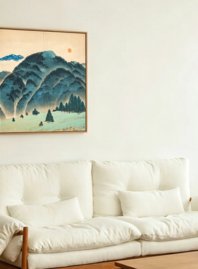 日式原木风装饰画清新风景正方形壁画民宿客栈卧室画客厅背景墙画