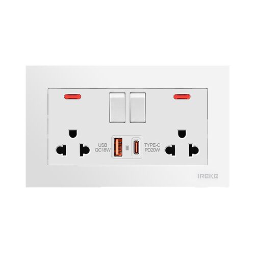 二开泰式六孔USB+TYPE-C泰式暹罗泰标CE认证充电面板开关 - 图3