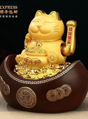 优选招财猫元宝存钱罐摆件自动招手店铺收银台办公室前台装饰开业