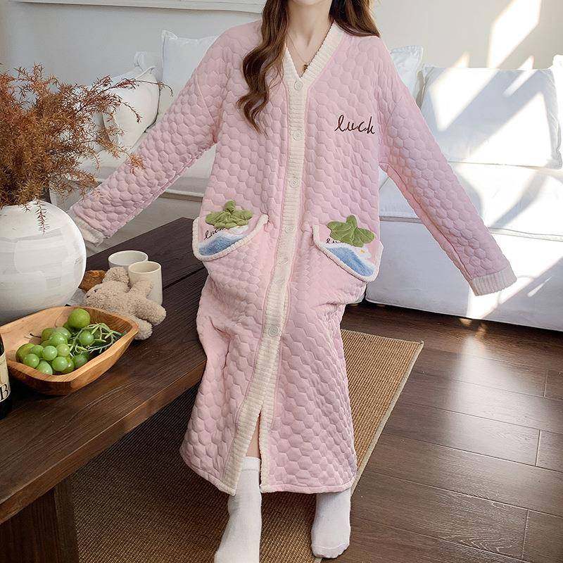 孕妇睡裙秋冬空气棉带胸垫产后哺乳连衣裙月子服待产喂奶长裙舒适,淘宝优惠券,粉丝福利购,淘宝优惠卷