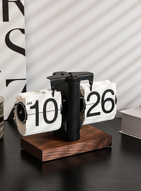 翻页时钟日历摆件轻奢小众高级感客厅电视柜酒柜意式极简风装饰品