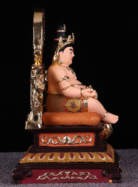 黄财神佛像藏拉色波 密教护法 财神之首藏传台湾纯铜彩绘鎏金供奉