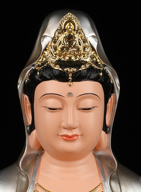 南海观音佛像摆件坐莲观世音像体真身普陀山观音菩萨家用供奉树脂